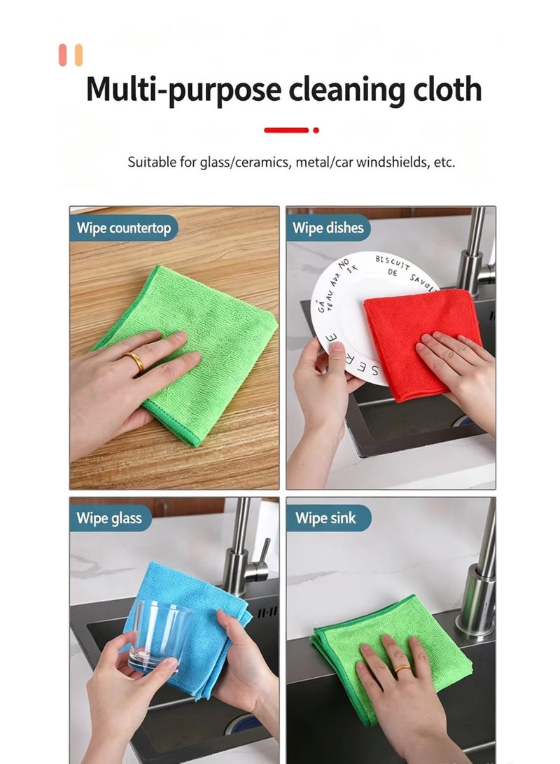 Pack of 20 Premium Microfiber Cleaning Cloths - Ultra Absorbent, Lint-Free & Scratch-Free Towels for Car Detailing, Kitchen, Home & Glass (Assorted Colors) - Image 4