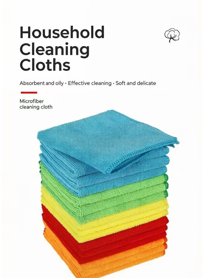Pack of 20 Premium Microfiber Cleaning Cloths - Ultra Absorbent, Lint-Free & Scratch-Free Towels for Car Detailing, Kitchen, Home & Glass (Assorted Colors) - Image 2