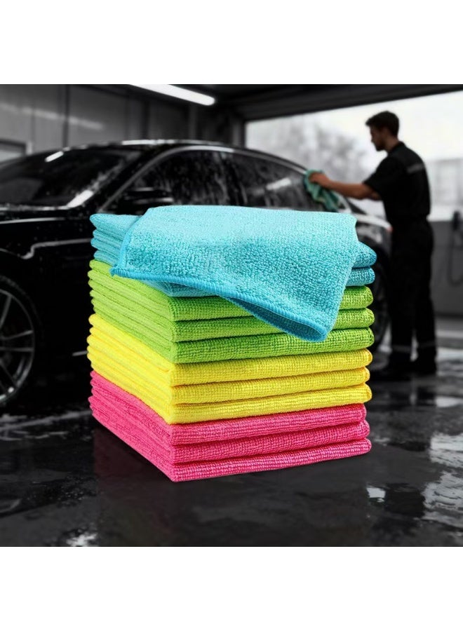 Pack of 20 Premium Microfiber Cleaning Cloths - Ultra Absorbent, Lint-Free & Scratch-Free Towels for Car Detailing, Kitchen, Home & Glass (Assorted Colors) - Image 1
