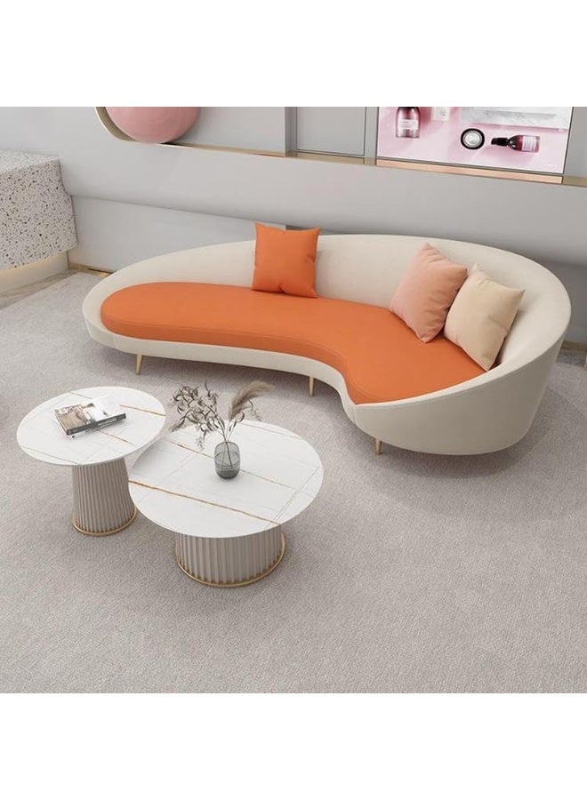 Zayn comforts Glam Faux Leather Curved Sofa With Tight Back And Sloped Arm - Image 1