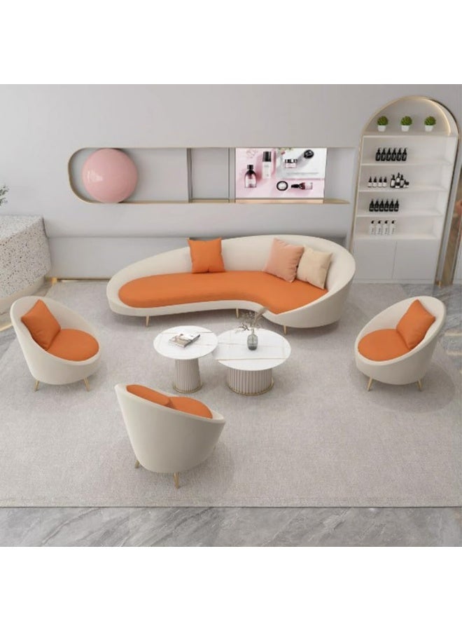 Zayn comforts Glam Faux Leather Curved Sofa With Tight Back And Sloped Arm - Image 4