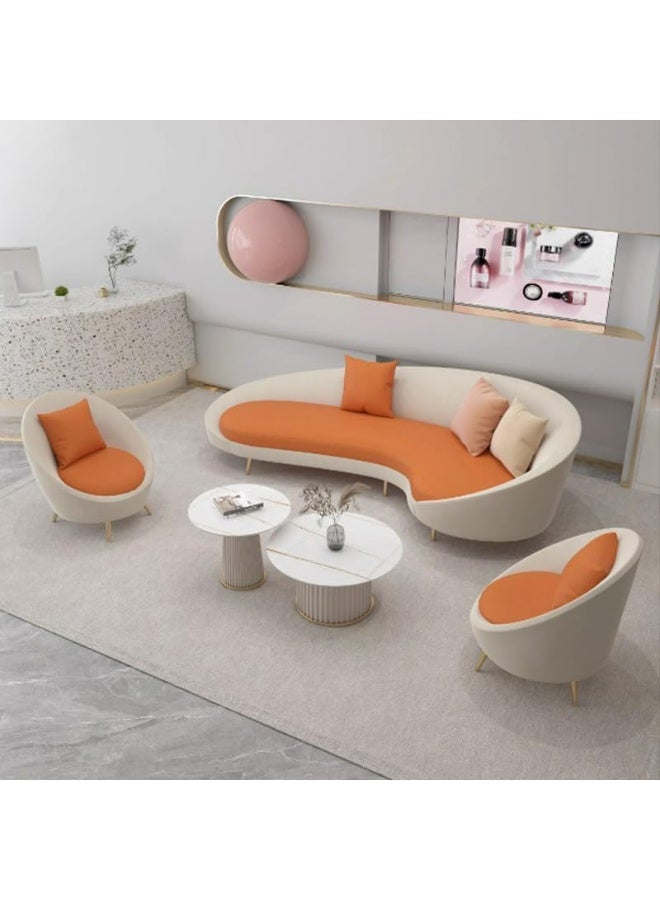 Zayn comforts Glam Faux Leather Curved Sofa With Tight Back And Sloped Arm - Image 2