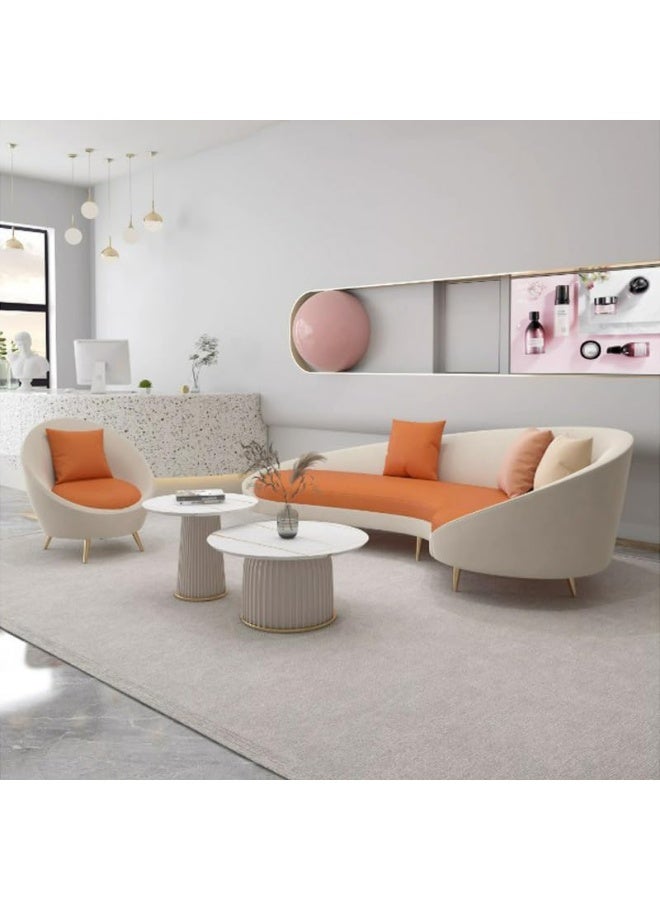 Zayn comforts Glam Faux Leather Curved Sofa With Tight Back And Sloped Arm - Image 3