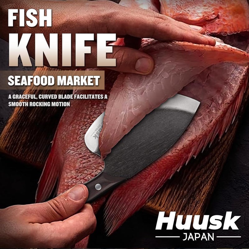 Huusk Fish Knife for Filleting 5.7" Tuna Knife Sharp Fish Cutting Cleaning Knives Seafood Market Slaughter Gift for Fishman Dad - Image 2