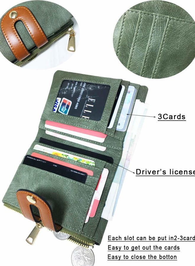 AOXONEL Women's Rfid Small Bifold Leather Wallet Ladies Mini Zipper Coin Purse id card Pocket,Slim Compact Thin - Image 2