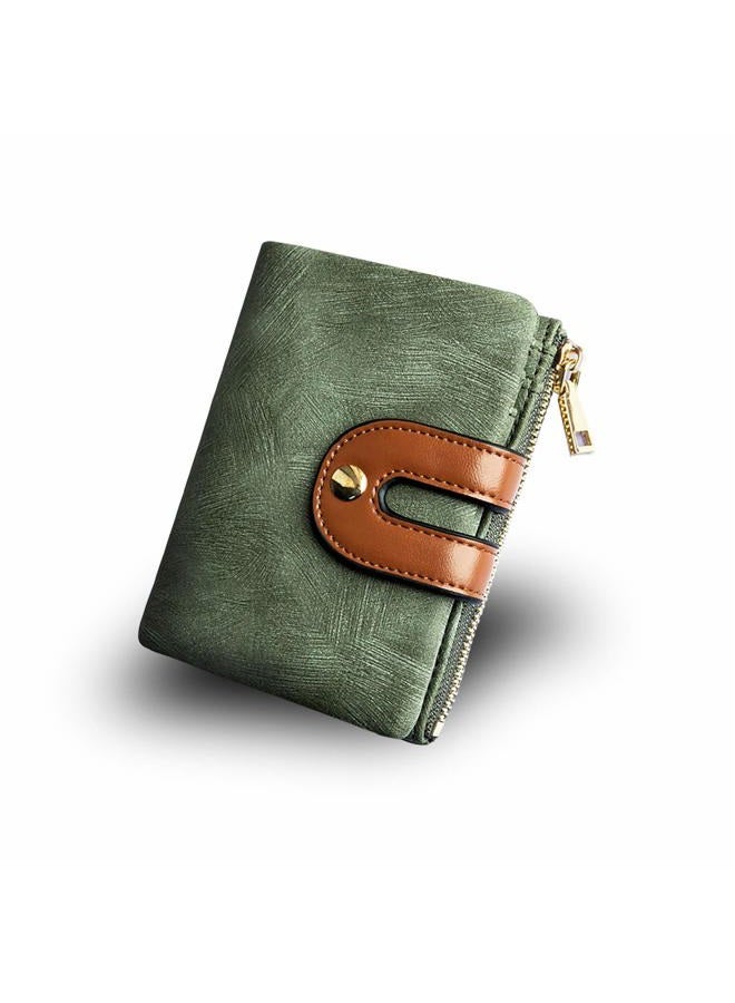 AOXONEL Women's Rfid Small Bifold Leather Wallet Ladies Mini Zipper Coin Purse id card Pocket,Slim Compact Thin - Image 1