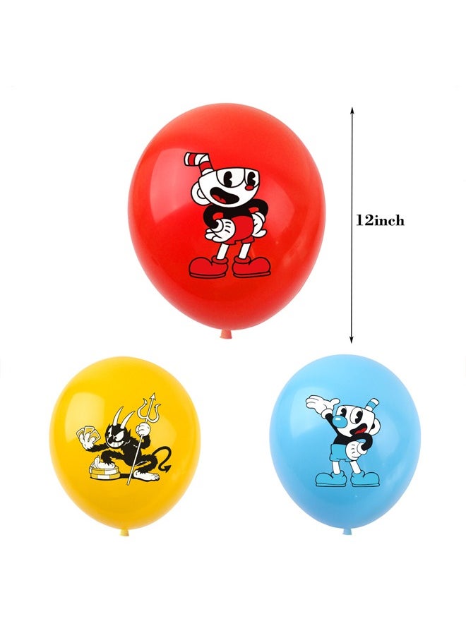 Zeemey - Cuphead Balloon Set with Happy Birthday Banner,Cake Topper,Perfect for Graduation Baby Shower Birthday Bachelorette Party Backdrop Decoration,Suitable for Indoor and Outdoor - Image 1
