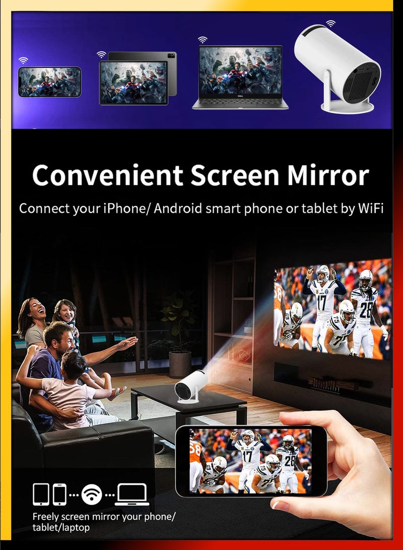 دي بلو جهاز عرض ذكي 120ANSI Lumens HD ذكي Android 11 سينما صغيرة محمولة، شاشة عرض 130 بوصة، مصباح 4K، مسرح سينما منزلي، عروض فيديو للألعاب، شاشة دوارة 180 درجة، عرض للهاتف المحمول - Image 3