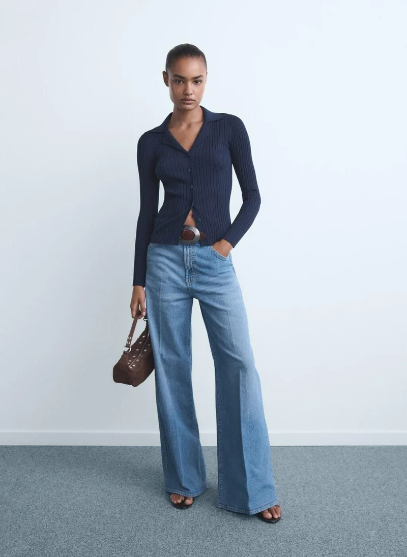 MANGO High-waisted wide leg jeans