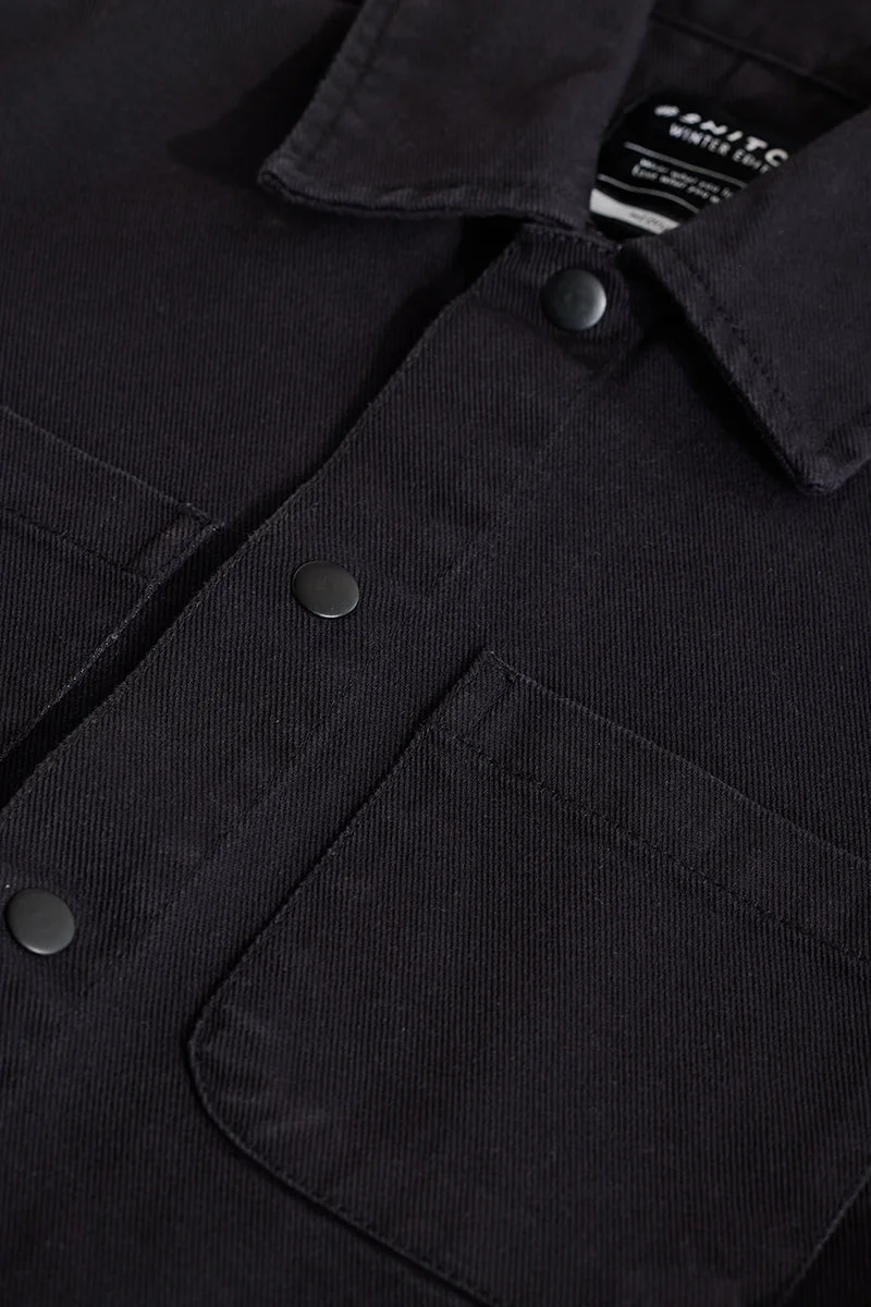 SNITCH Black Multi Pocket Relaxed Fit Overshirt