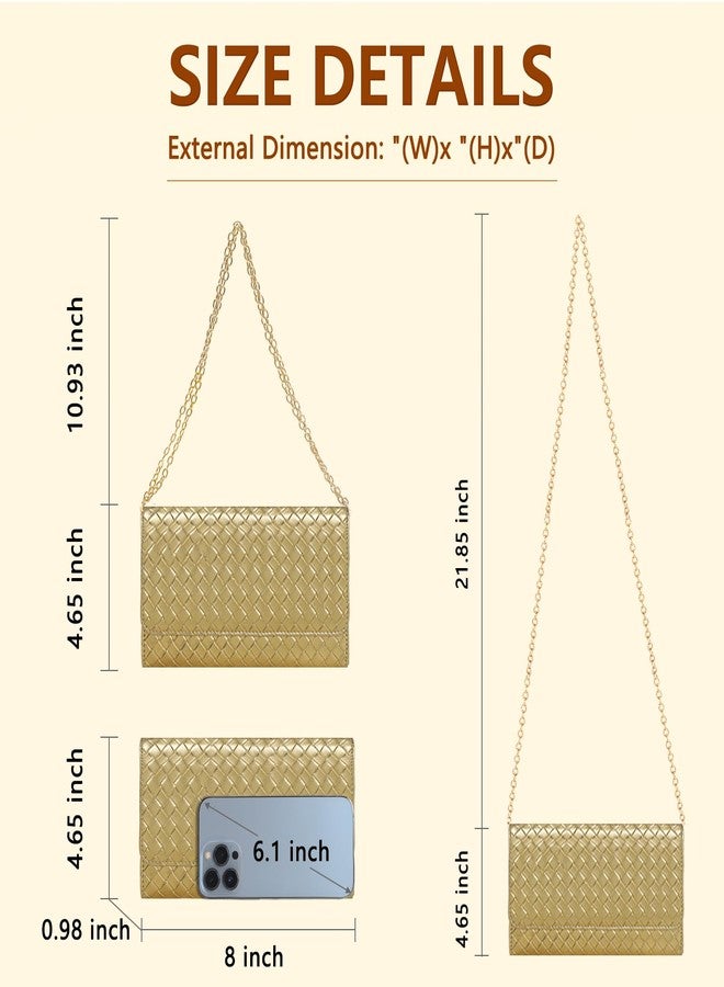 U+U Crossbody Bags for Women, Small Bag with Removable Chain, Card Slots & Phone Pocket - Lightweight Purse Wallet (8 Colors), Gold, 8 x 4.65 x 0.98 inches - Image 2