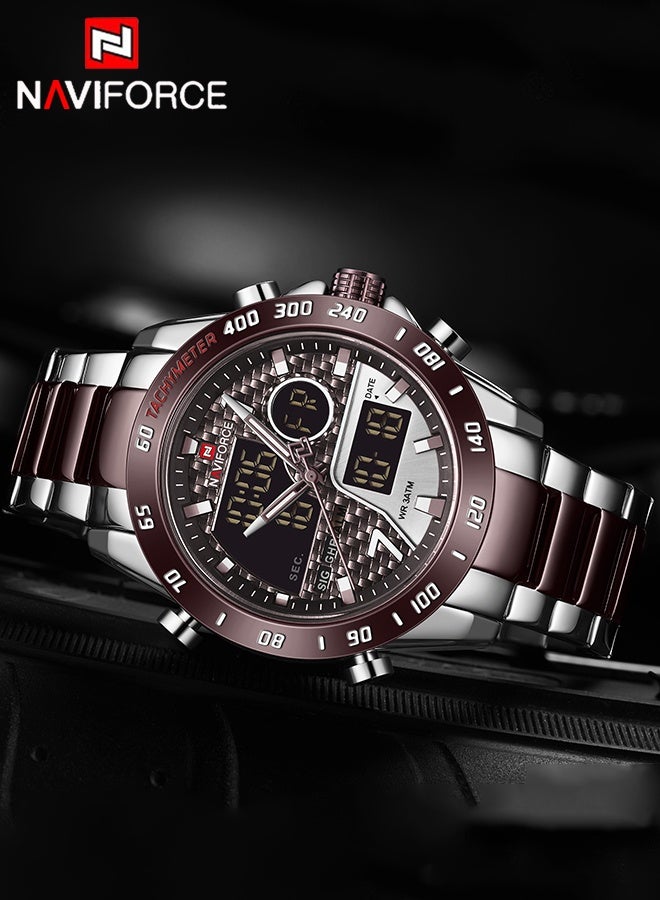 نافيفورس ساعة يد رجالية فاخرة ماركة عسكرية رقمية رياضية للرجال بسوار من الفولاذ ساعة كوارتز متعددة الوظائف للرجال NF9171 - Image 2