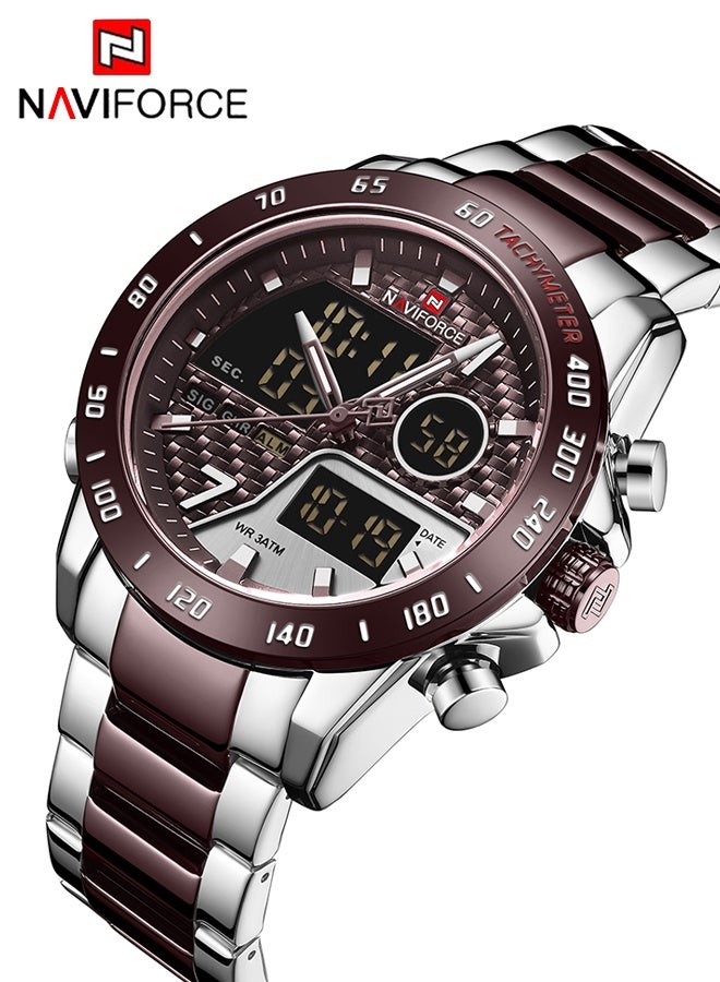 نافيفورس ساعة يد رجالية فاخرة ماركة عسكرية رقمية رياضية للرجال بسوار من الفولاذ ساعة كوارتز متعددة الوظائف للرجال NF9171 - Image 4