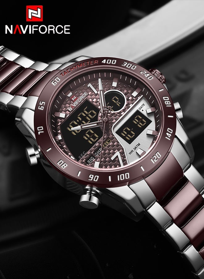 نافيفورس ساعة يد رجالية فاخرة ماركة عسكرية رقمية رياضية للرجال بسوار من الفولاذ ساعة كوارتز متعددة الوظائف للرجال NF9171 - Image 3