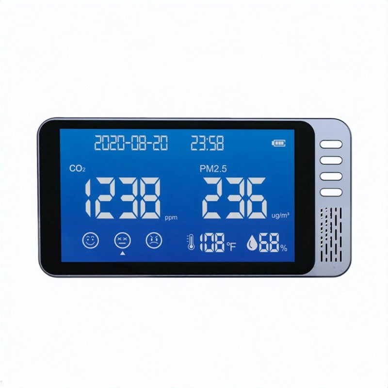 6-In-1 Air Quality Monitor: High-Precision Sensing, Real-Time LCD Display, Customizable Buzzer Alarm - CO2 Detector PM2.5 Monitor for Home, Car, Office, Classroom Indoor Spaces - Image 1