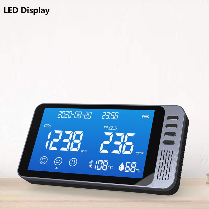 6-In-1 Air Quality Monitor: High-Precision Sensing, Real-Time LCD Display, Customizable Buzzer Alarm - CO2 Detector PM2.5 Monitor for Home, Car, Office, Classroom Indoor Spaces - Image 5