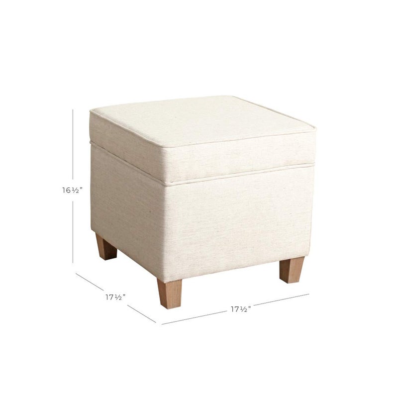 Homepop Home Decor | K7342-F2067 | Classic Square Storage Ottoman with Lift Off Lid | Ottoman with Storage for Living Room & Bedroom, Cream Woven - Image 2
