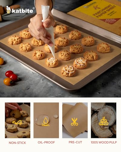 Katbite 120Pcs 8x12 inches Parchment Paper Sheets, Heavy Duty Unbleached Baking Paper, Pre-cut Parchment Paper for Baking, Air Fryer, Grilling, Steaming - Image 4