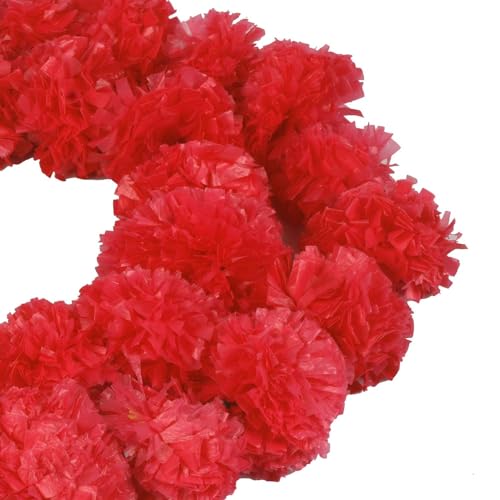 ABHAAS Artificial Marigold Fluffy Flowers for Decoration Garlands for Decoration Pooja Room Toran Indian genda phool for Wedding Festivals Diwali pongal /4.7 Feet/Set of 5 Mala (Rani) - Image 2