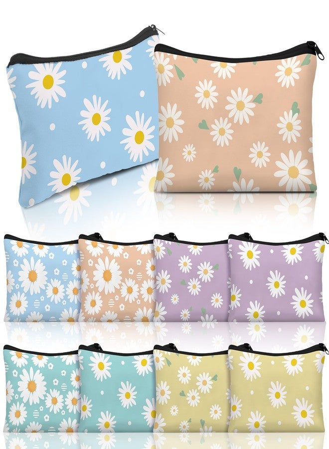 Kacctyen 10 Pcs Daisy Small Zipper Pouch Purse Makeup Bags Bulk Daisy Gift for Women Canvas Cosmetic Bag Mini Pouch for Graduation Teacher Mother's Day Mom Travel Storage Organizer - Image 1