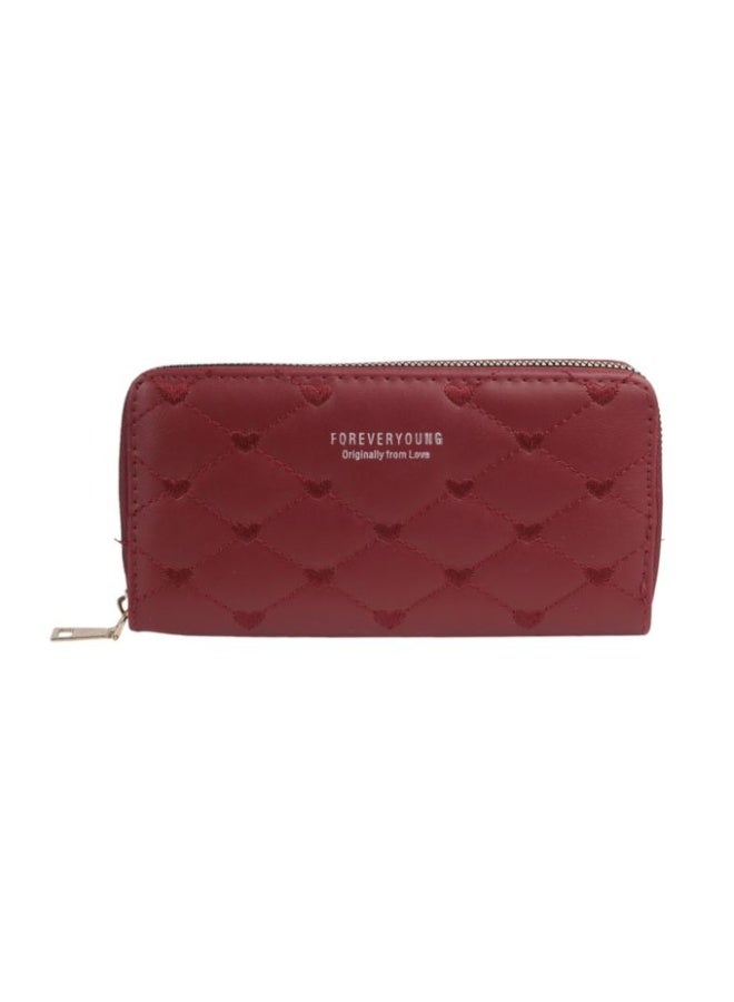 بوك حريمي أنيق بسوستة – جلد صناعي بتصميم قلوب صغيرة - Image 1