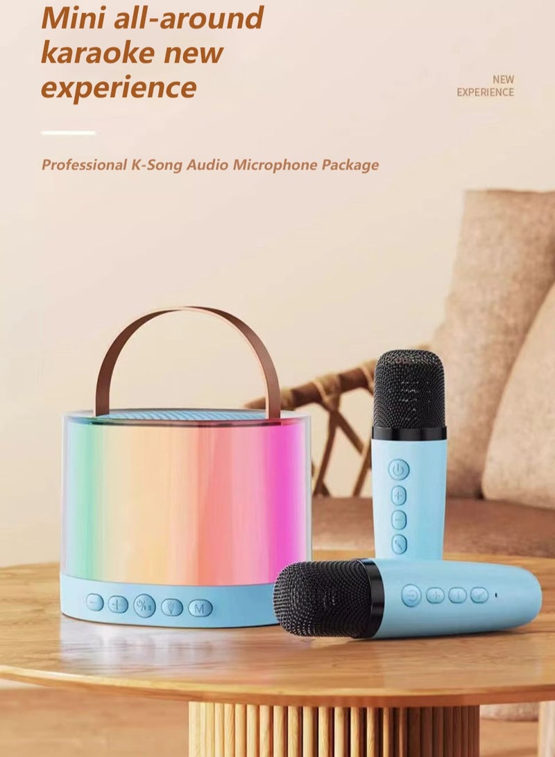 K52 Portable Bluetooth Karaoke Speaker with 2 Wireless Microphones Blue  - Image 1