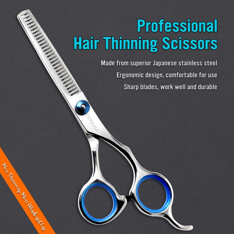 COOLALA Stainless Steel Hair Cutting Scissors Thinning Shears 6.5 Inch Professional Salon Barber Haircut Scissors Family Use for Man Woman Adults Kids - Image 2