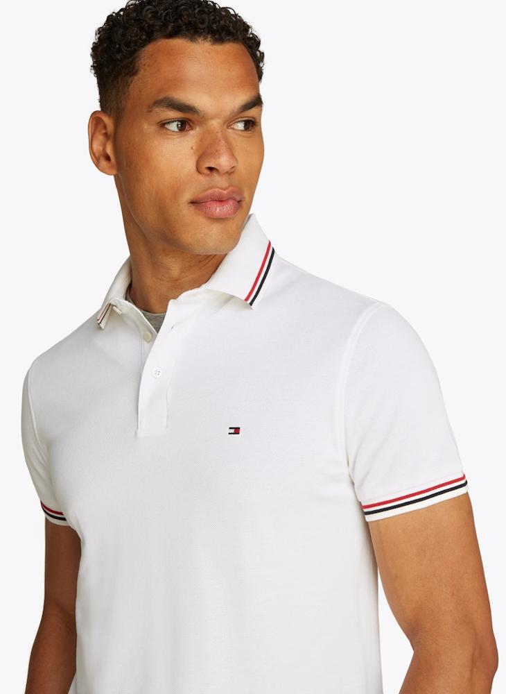 TOMMY HILFIGER Logo Print Tipped Polo Shirt  - Image 3