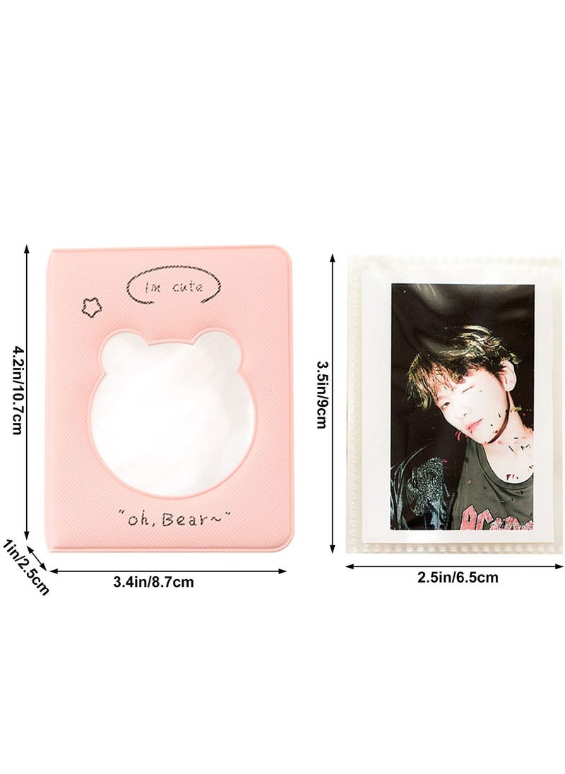 Excefore 3 inch Mini Photo Album Kpop Photocard Binder, Card Id Holder Book with 36 Pockets( Hollow Pink Bear)  - Image 3