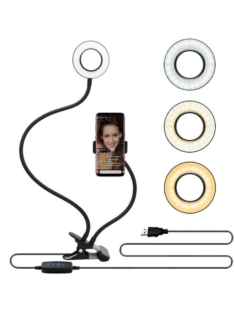 2-In-1 LED Ring Light With Cell Phone Holder Stand Black - Image 2