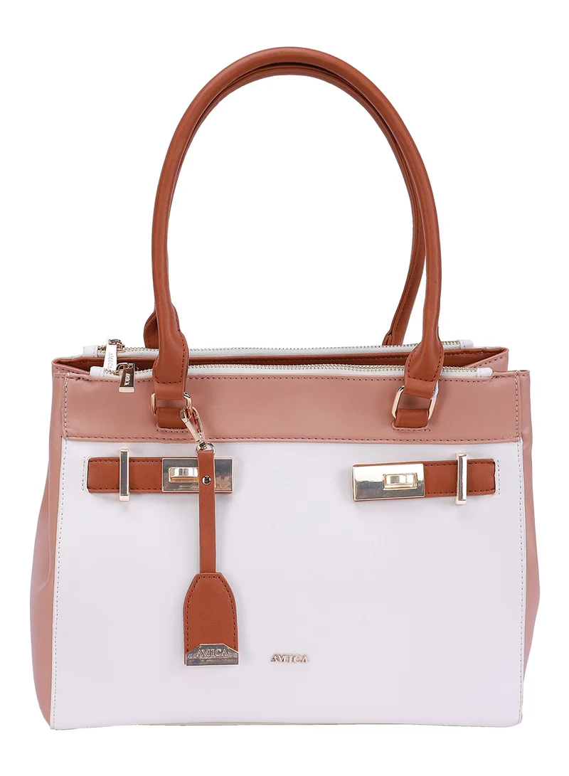 AMICA Bonita Leather Satchel Handbag for Women - White