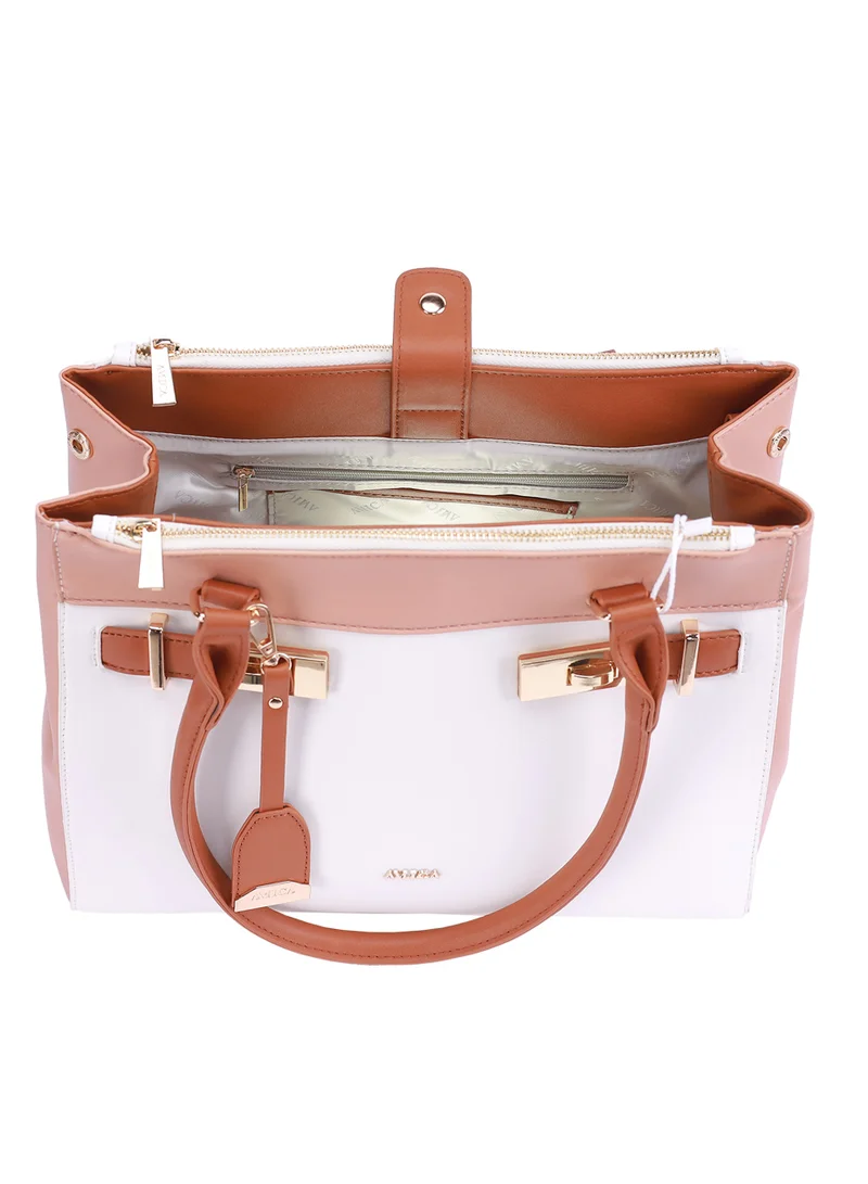 AMICA Bonita Leather Satchel Handbag for Women - White