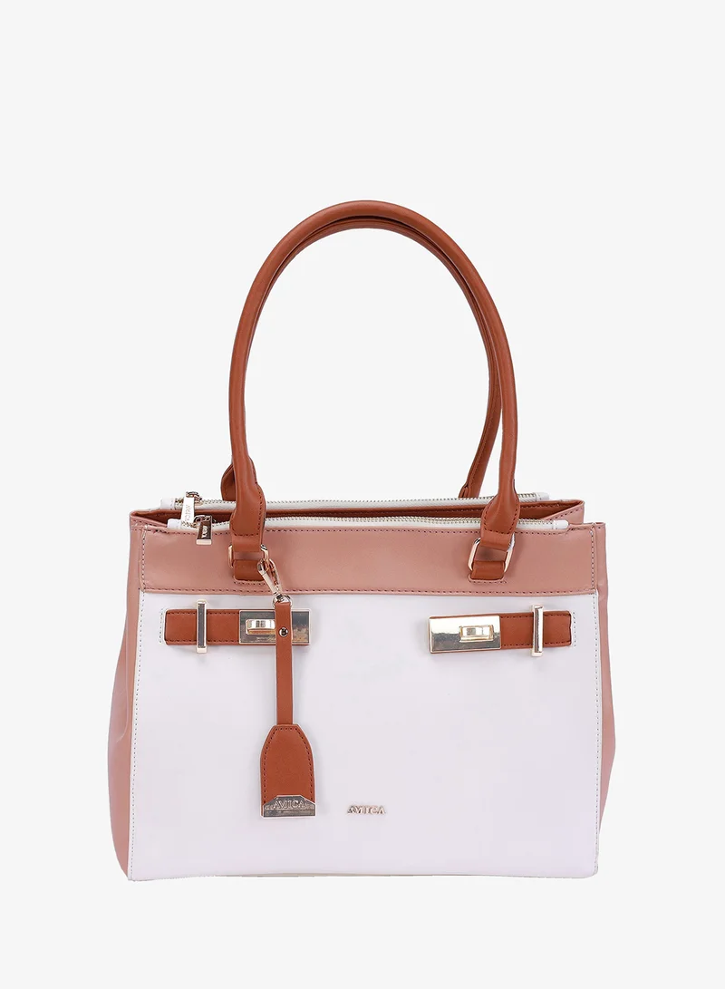 AMICA Bonita Leather Satchel Handbag for Women - White