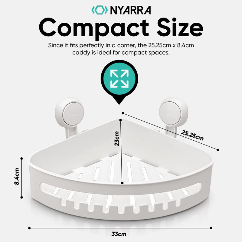 Nyarra Vacuum Suction Corner Shower Caddy, Drill-Free Installation, Reusable Storage Basket for Kitchen, Wall Mounted Suction Shelf for Bathroom, Shampoo Rack, Toiletries Holder [NR-0557] - Image 2