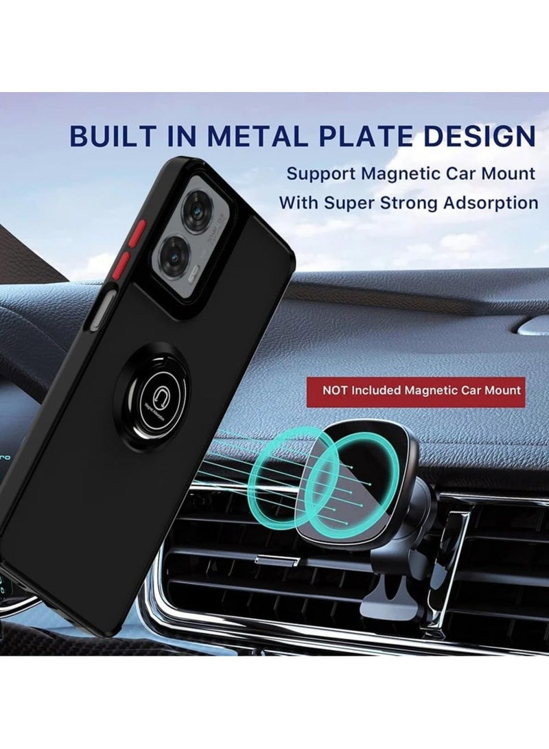 عام متوافق مع حافظة Motorola Edge 50 Fusion مزودة بحامل حلقة، غلاف مقاوم للصدمات من PC + TPU، غير لامع وشفاف للحماية لجهاز Moto Edge 50 Fusion. - Image 2