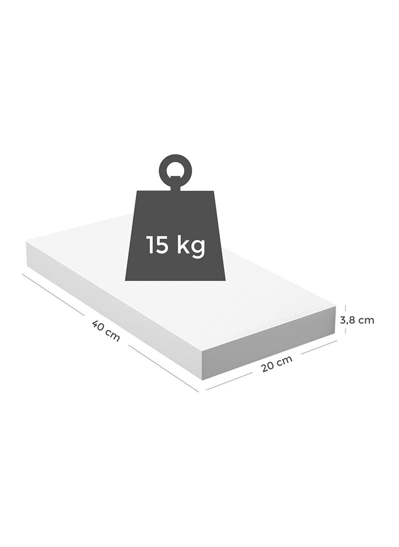 VASAGLE VASAGLE White LWS24WT Floating Shelf Wall-Mounted MDF Wall Shelf for Books, Photos, Living Room, Kitchen, Hallway, Bedroom, Bathroom (40x20x4cm)  - Image 3