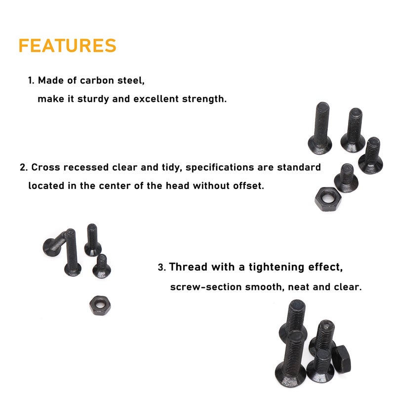 BinifiMux M4 Flat Head Screws and Hex Nuts Phillips, Countersunk Machine Screws, 220pcs (6 Sizes) Black Bolts Nuts Assortment for TV Stand, Computer Repairing, DIY - Image 4