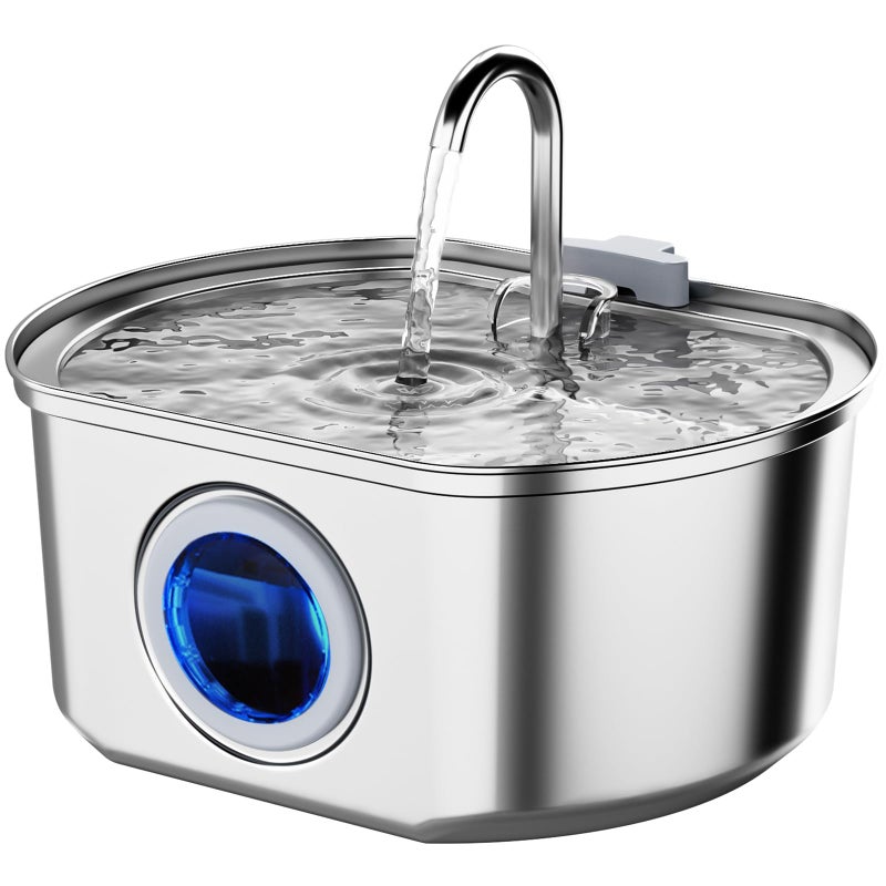 Neareal Cat Water Fountain Stainless Steel: 108oz/3.2L Cat Fountain for Drinking- Pet Water Fountain for Cats Inside - Automatic Cat Water Dispenser Bowl - Cat Feeding & Watering Supplies - Water Level Window - Image 1