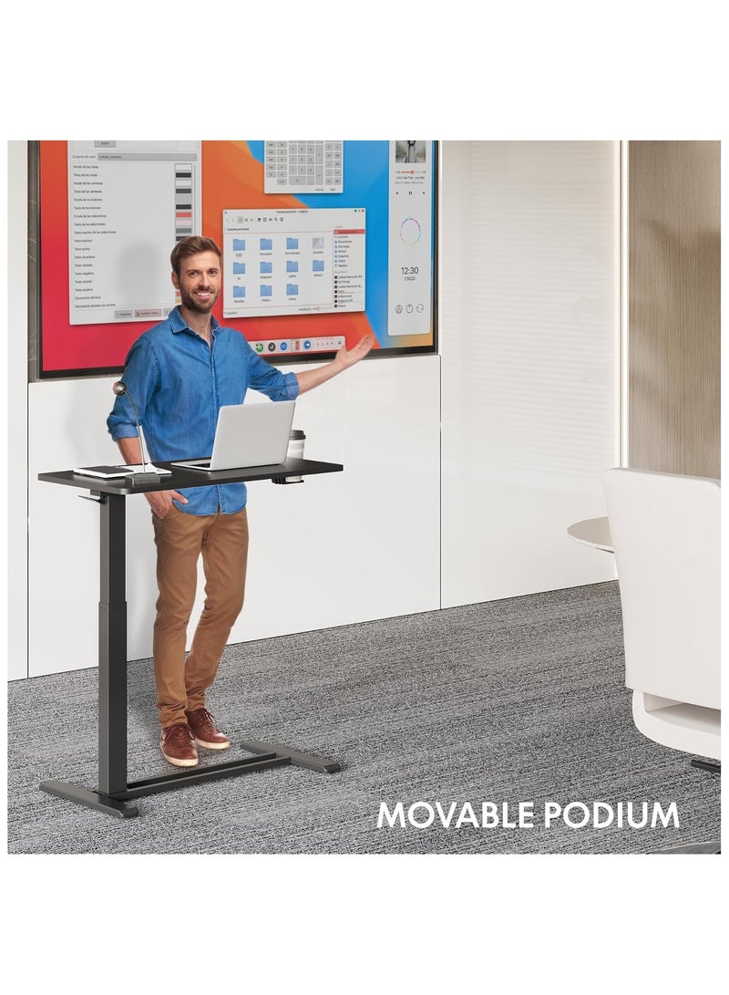 Mahmayi Mobile Standing Desk with Wheels Height Adjustable Laptop Cart for Home and Office Workstations Perfect for Rolling and Easy Movement - Black - Image 2