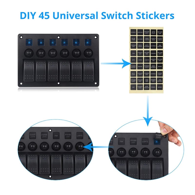 Wivplex 6 Gang Toggle Rocker Switch Panel - Image 3