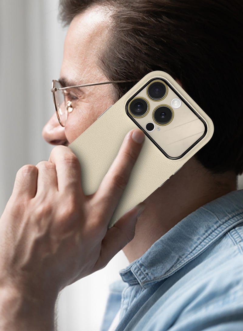 Hard Silicone Case Cover for Apple iPhone 14 Pro - Cover with Camera Protection Bumper - Auto Focus Design - Beige - Image 3