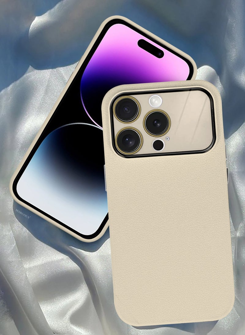 Hard Silicone Case Cover for Apple iPhone 14 Pro - Cover with Camera Protection Bumper - Auto Focus Design - Beige - Image 4