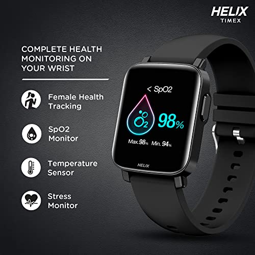 Helix METALFIT 2.0 smartwatch with Bluetooth Calling, 1.5" HD IPS Full-Touch Display, SPO2, Body Temperature & BP Measurement, 20 Sports Modes and Unlimited Watch Faces-Black - Image 4