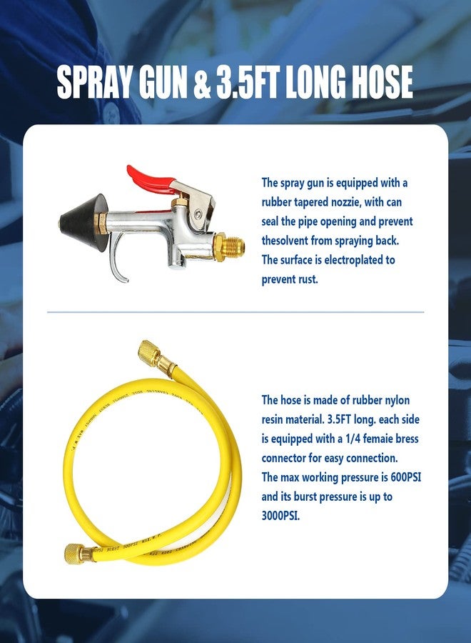 Gnhydxfe AC Flush Kit, Automotive air Conditioning Pipeline Cleaning Tool Home A/C Flush Tool,R134A R12 R22 R404 R410A AC System Flush Kit Can Tool with 220PSI Gauge, Air Fittings and Hose - Image 2