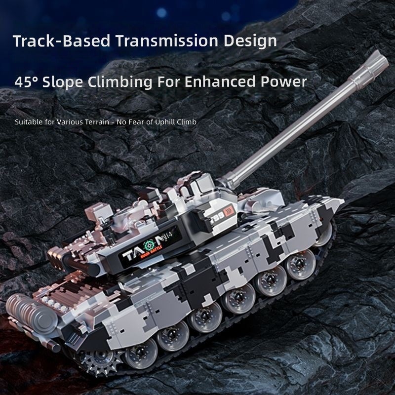New Water Bullet Remote Control Tracked Tank Toy Car 99 Type for Kids Electric Launchable T90 Model Simulation Toy - 11-channel tracked tank with camouflage green, handle remote control - Image 5
