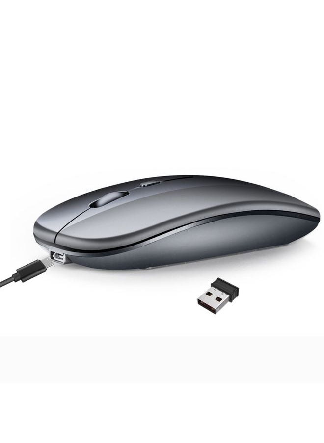 BURAQ HXSJ M90 2.4GHz Ultrathin Mute Rechargeable Dual Mode Wireless Bluetooth Notebook PC Mouse(Grey)  - Image 1