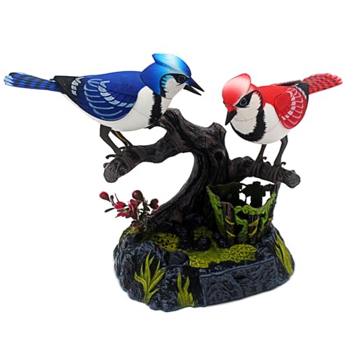 Tipmant Simulation Electric Birds Toys Voice Controlled Electronic Animal Pets Realistic Pen Holders Office Home Decor Ornament Kids Birthday Gifts Blue - Image 1
