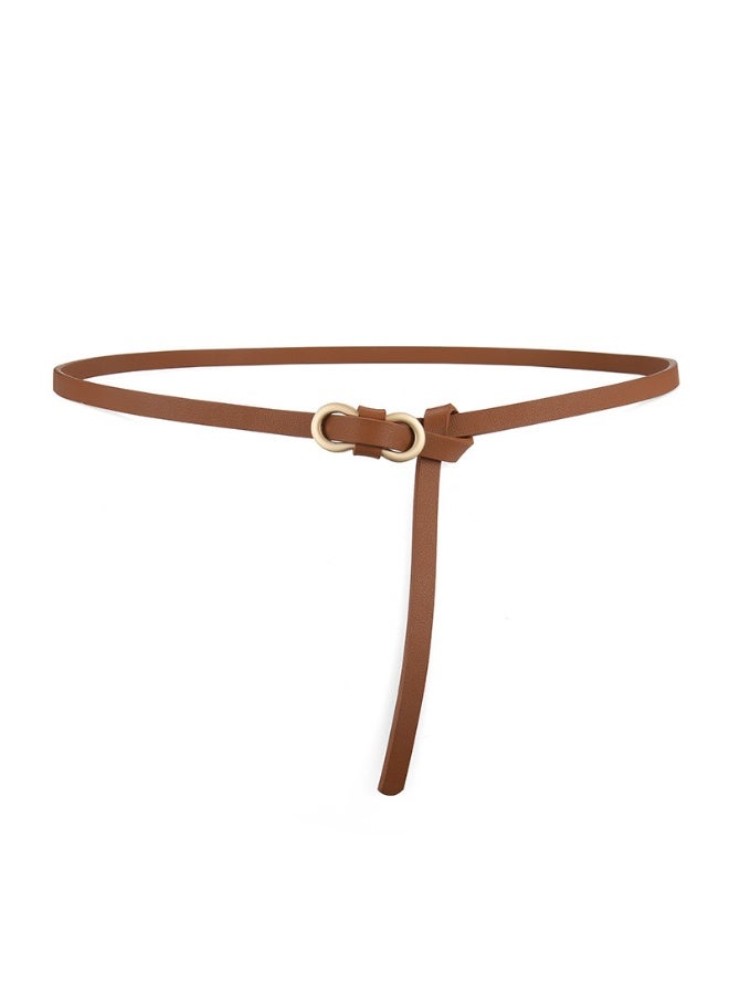 xozgdovg Popular belt womens high-grade fashion all-match dress shirt decorative suit Girls simple thin belt Camel 