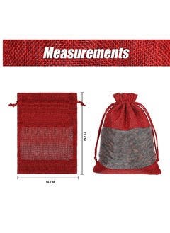 Y&D 20-Pieces 16x23 Cm Linen Burlap Sheer Bag Organza Bag Burlap Bags With Drawstring For Wedding Party Favors Cosmetic Samples Goodies Mesh Pouch (Wine Red)  - Image 2