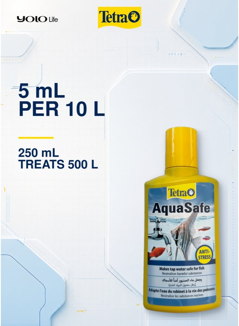 تترا Tetra AquaSafe منقي مياه أحواض الأسماك 250 مل، لمعالجة مياه الصنبور لأسماك المياه العذبة والمالحة - Image 4